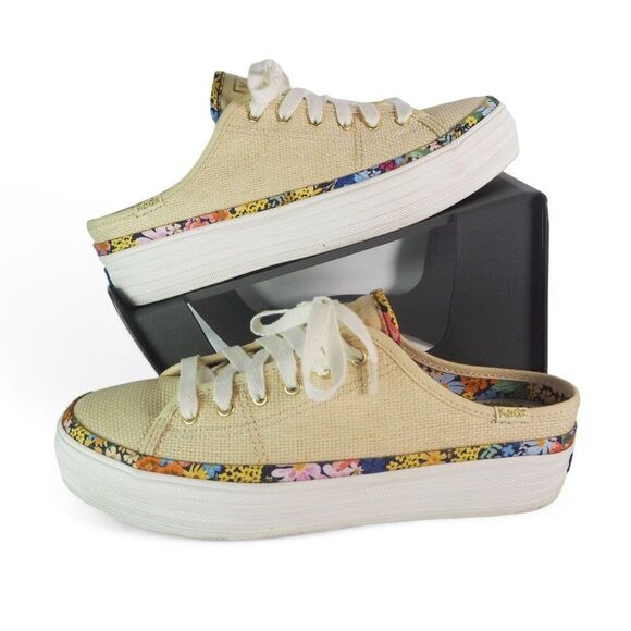 Keds x Rifle Paper Co. Kickstart Slip-on Mules Beige WF67286 Women's 6 - Picture 1 of 11